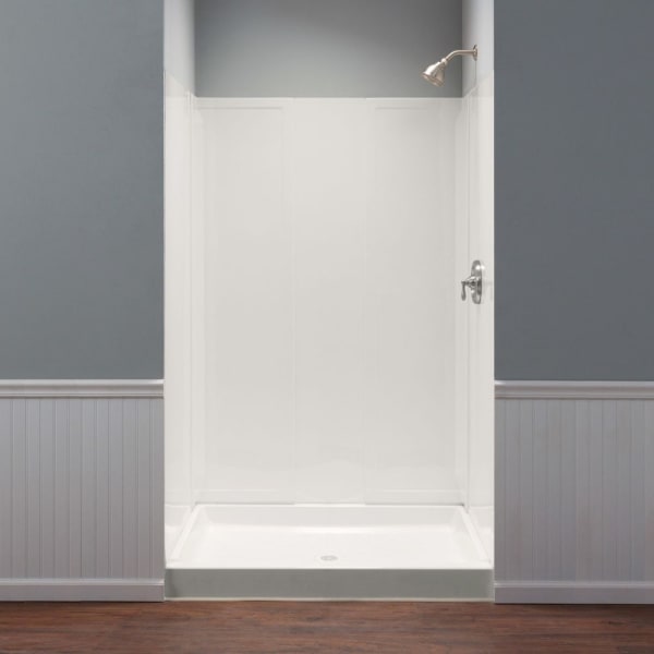 E.L. Mustee & Sons - DURAWALL® (Wall & Door Components) White, Smooth/Colorfast Gloss, Shower Bases & Walls - 5-Piece, Rectangle, Alcove ( x 36" x 71-1/2")