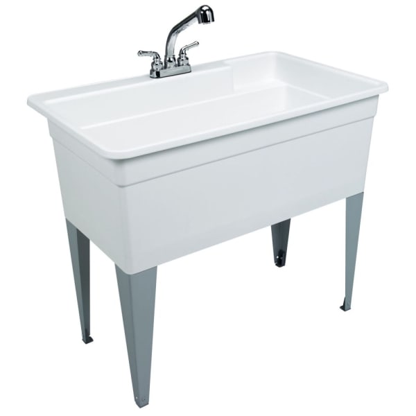 E.L. Mustee & Sons - UTILITUB®, BIGTUB™ (Drop-In Sink) White, Single Bowl SinksMolded Polypropylene (Body), Steel (Leg) - 40" x 24" x 34"