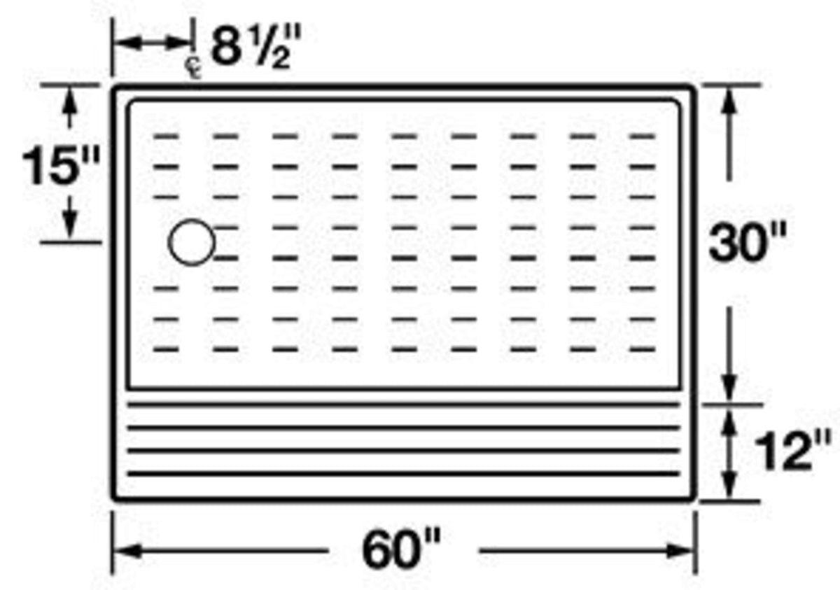E. L Mustee & Sons E.L. Mustee & Sons - DURABASE® (Shower Base) White, Barrier-Free, Rectangle (30" x 60" x 4") 360R