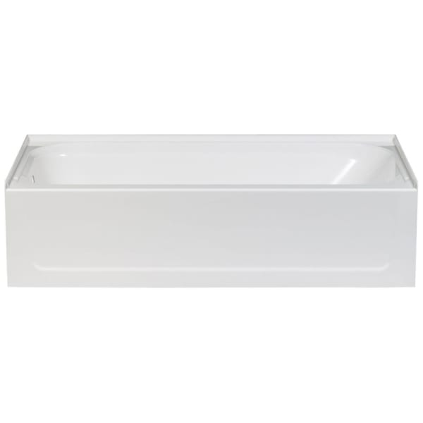 60" x 30" x 15-3/4", 11-3/4" Water Depth, Semi-Gloss White, Molded Fiberglass, 2" Left Hand Drain, Rectangle in Outside, 1-Piece, Alcove, Bathtub