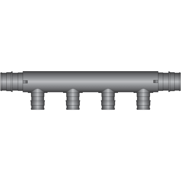 4-Port  PEX Flow Through Manifold Tee - 3/4" Expansion Inlet,  3/4"Expansion Outlet - (4) 1/2" Expansion Ports - Composite, Expansion(F1960)