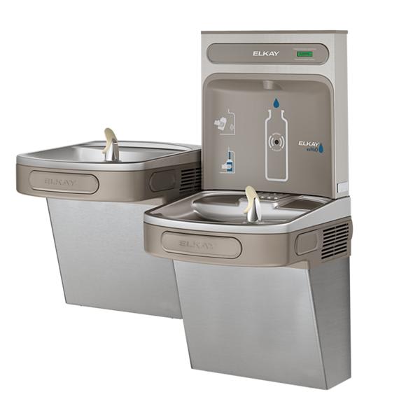 Elkay EZSTL8WSSK ezH2O Bottle Filling Station & Versatile Bi-Level ADA Cooler Non-Filtered Refrigerated Stainless