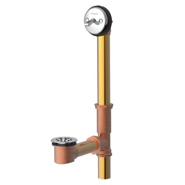 Gerber Classics Trip Lever 20 Gauge Drain for Standard Tub with Retaining Ring Chrome