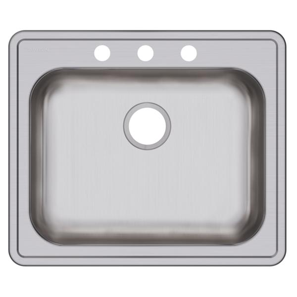 Dayton GE125213 Stainless Steel 25" x 21-1/4" x 5-3/8" 3-Hole Single Bowl Drop-in Sink