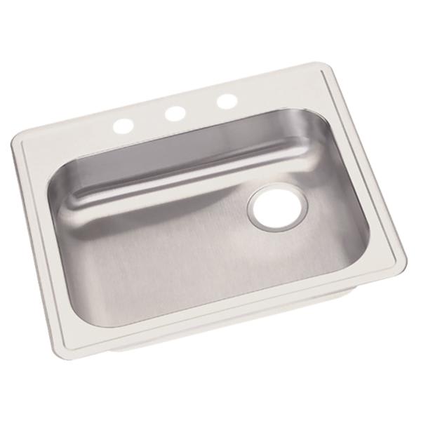 Dayton Stainless Steel 25" x 21-1/4" x 5-3/8" 3-Hole Single Bowl Drop-in Sink with Right Drain