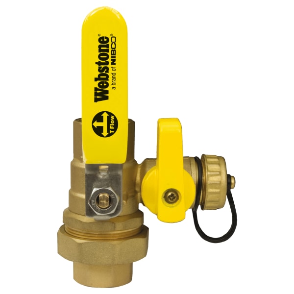 3/4" FIP Union x FIP Full Port Ball Valve Single Union with Hose Drain LF