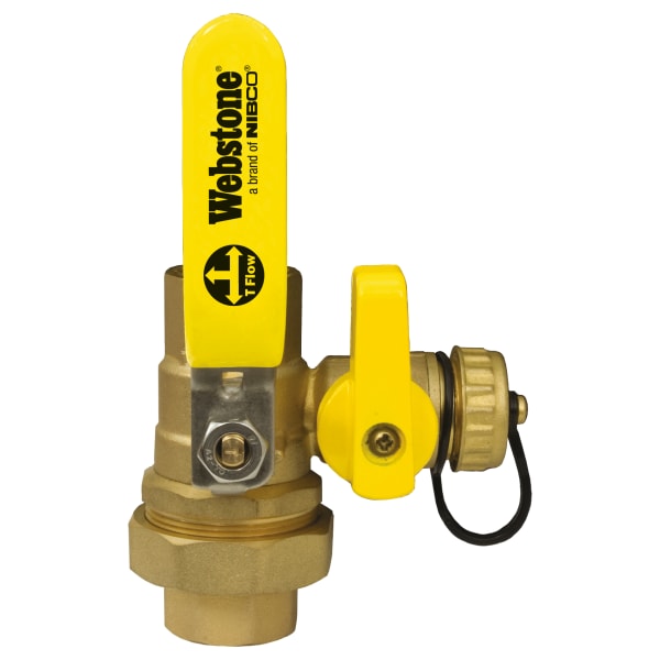 1" FIP Union x Sweat Full Port Ball Valve Single Union with Hose Drain LF