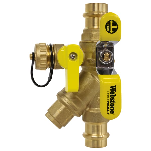 3/4" Press Full Port Ball Valve with Hose Drain and Integral Y-Strainer