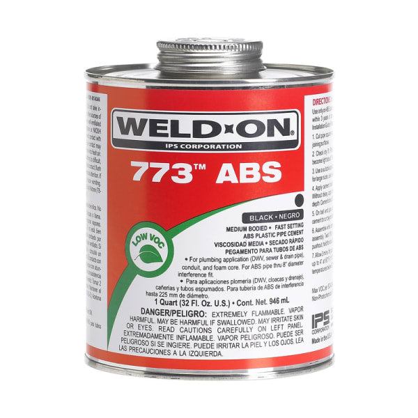 Weld-On 773 ABS Solvent Cement, Black, Low VOC, High Strength, Medium Bodied, Fast Setting, 1 Gallon (128 Fl. Oz.)
