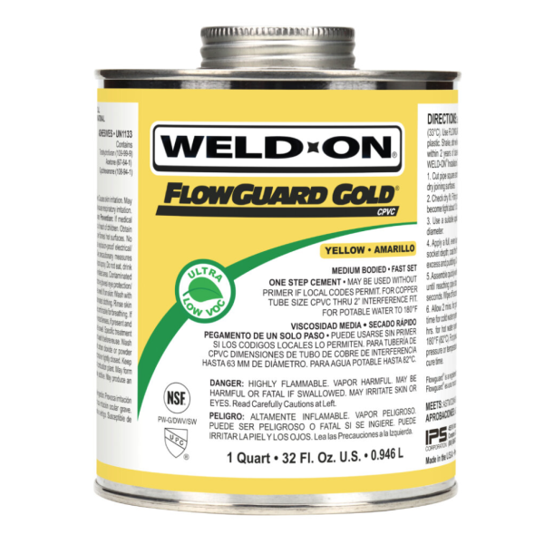 1/4 Pint FlowGuard Gold® CPVC Yellow, Medium-Bodied, Fast-Setting