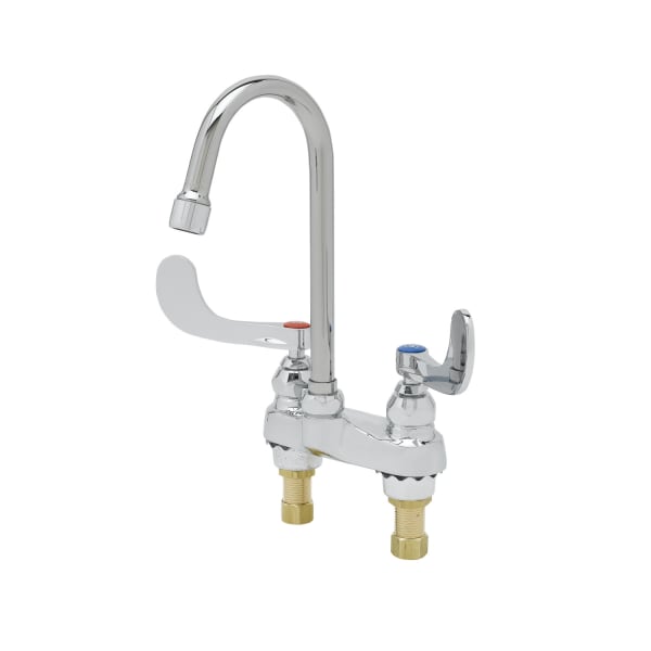 Medical Faucet, 4" Deck Mount, Swivel/Rigid Gooseneck, 2.2 GPM Aerator, 4" Wrist Handles