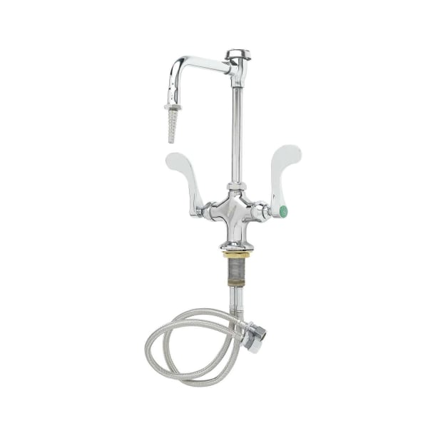 Lab Mixing Faucet, Single Hole Deck Mount, 4" Wrist Handles, VB Nozzle & Serrated Tip