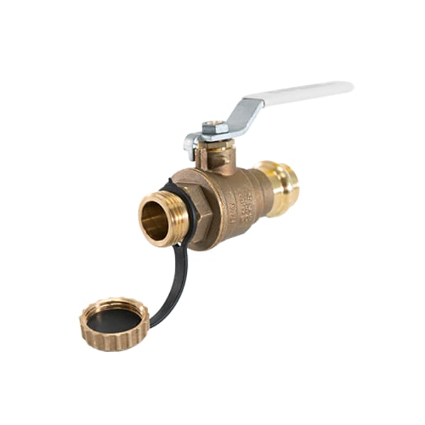 3/4" Press x Hose - Full Port, 2 Piece, Press Connection, Dezincification Resistant Brass, with 3/4 hose