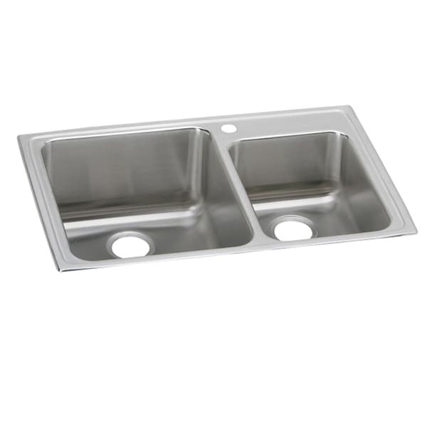 Elkay Lustertone Classic Stainless Steel 33" x 22" x 10" 1-Hole 60/40 Double Bowl Drop-in Sink