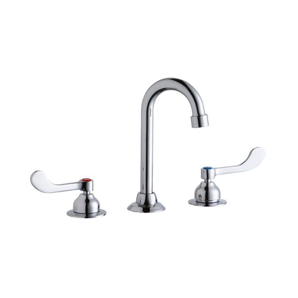 Elkay 8" Centerset with Concealed Deck Faucet with 4" Gooseneck Spout 4" Wristblade Handles Chrome