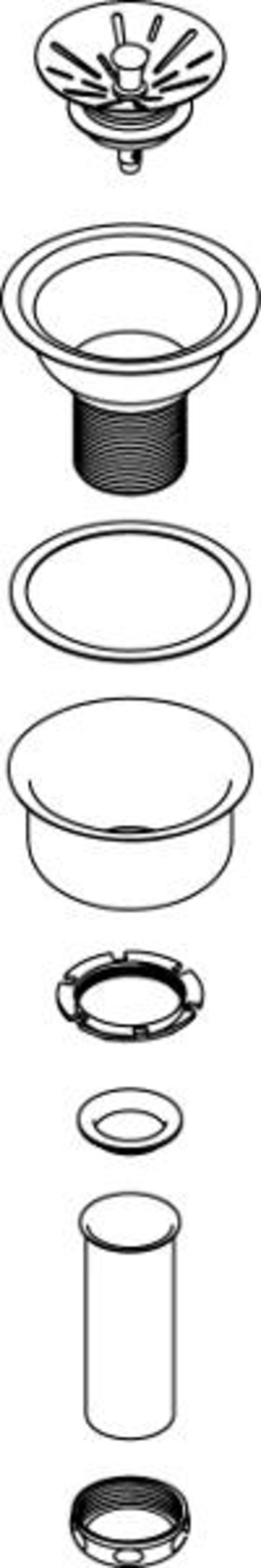 Elkay Deluxe 3-1/2" Drain Type 304 Stainless Steel Body Strainer Basket Rubber Seal and Tailpiece