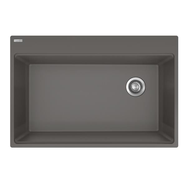 Franke Maris Topmount 33-in x 22-in Granite Single Bowl Kitchen Sink in Stone Grey