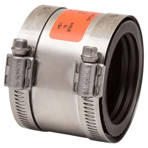 2" Cast Iron/Plastic/Steel to 1-1/4" Copper or 1" Plastic/Steel Shielded Rubber Transition Coupling 0802538