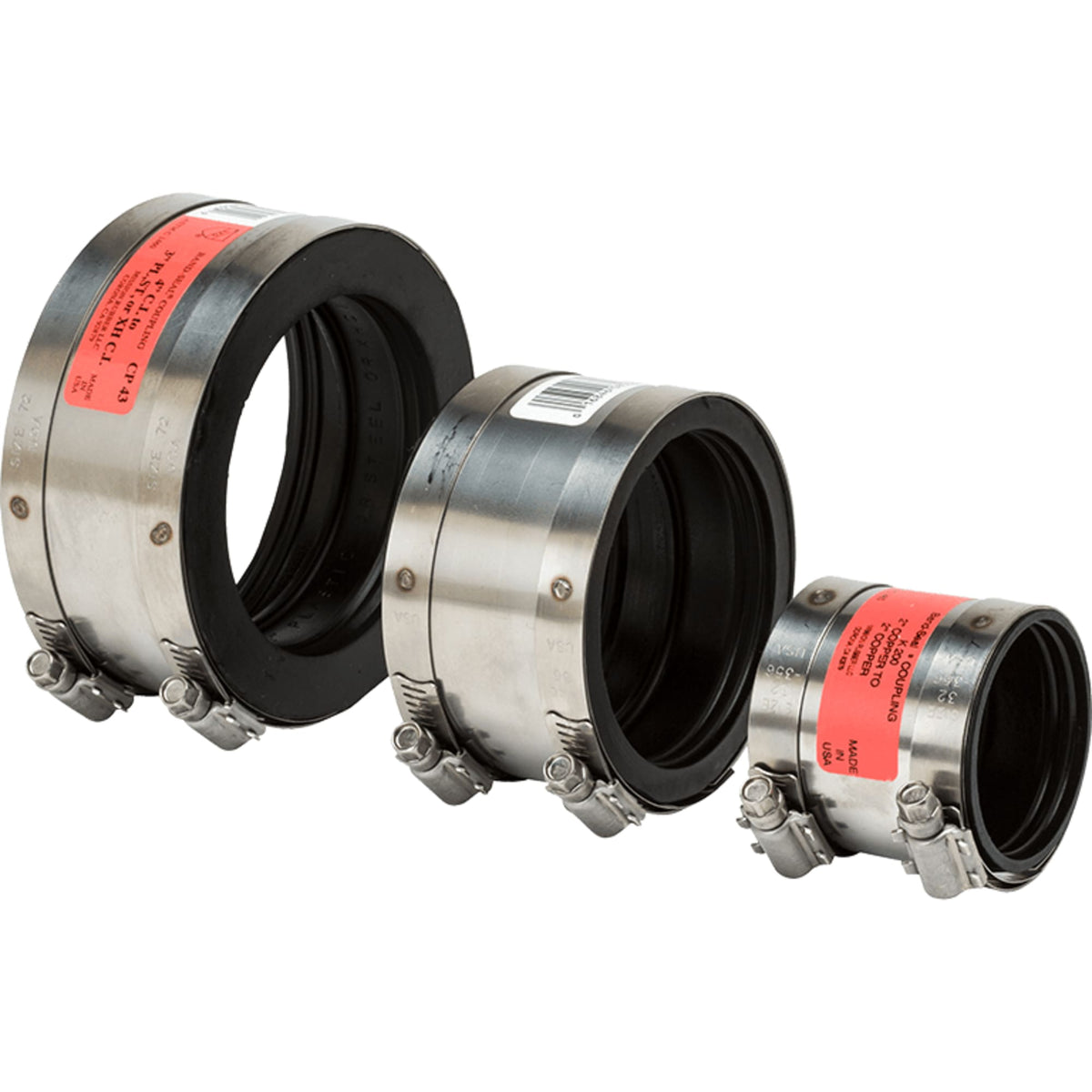 Mission Rubber 4" Copper to 3" Cast Iron/Plastic/Steel Shielded Rubber Transition Coupling 0804377