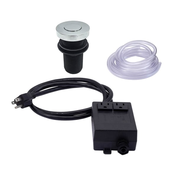 Round Deluxe Flush Waste Disposer Air Switch with Freedom Mount - Polished Nickel