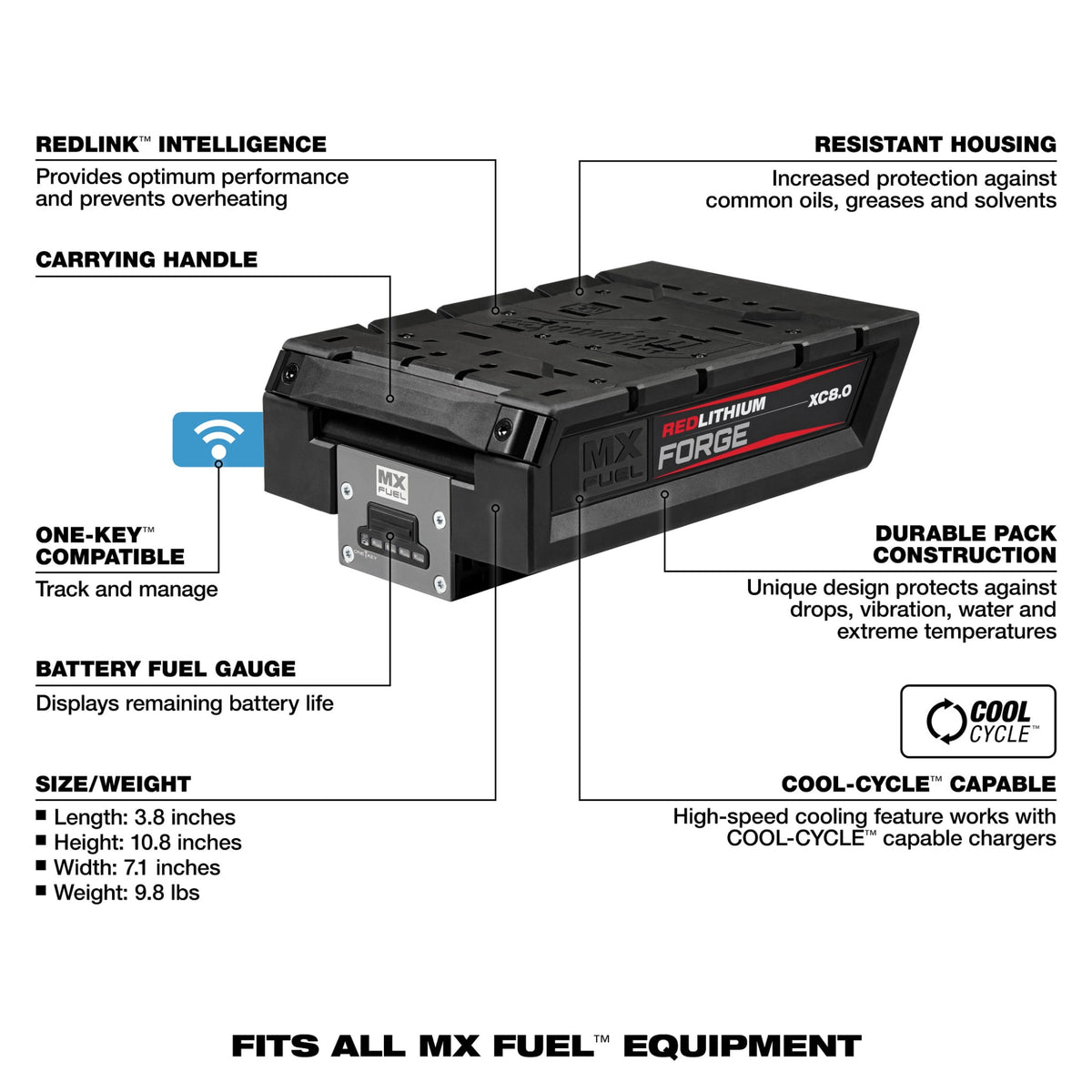 Milwaukee Tools MX FUEL™ REDLITHIUM™ FORGE™ XC8.0 Battery Pack