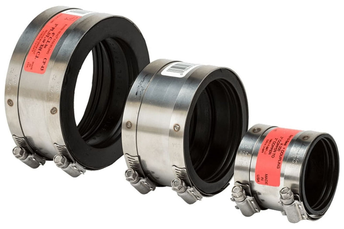 Mission Rubber 2" Copper to 1-1/2" Cast Iron/Plastic/Steel Shielded Rubber Transition Coupling 0802637