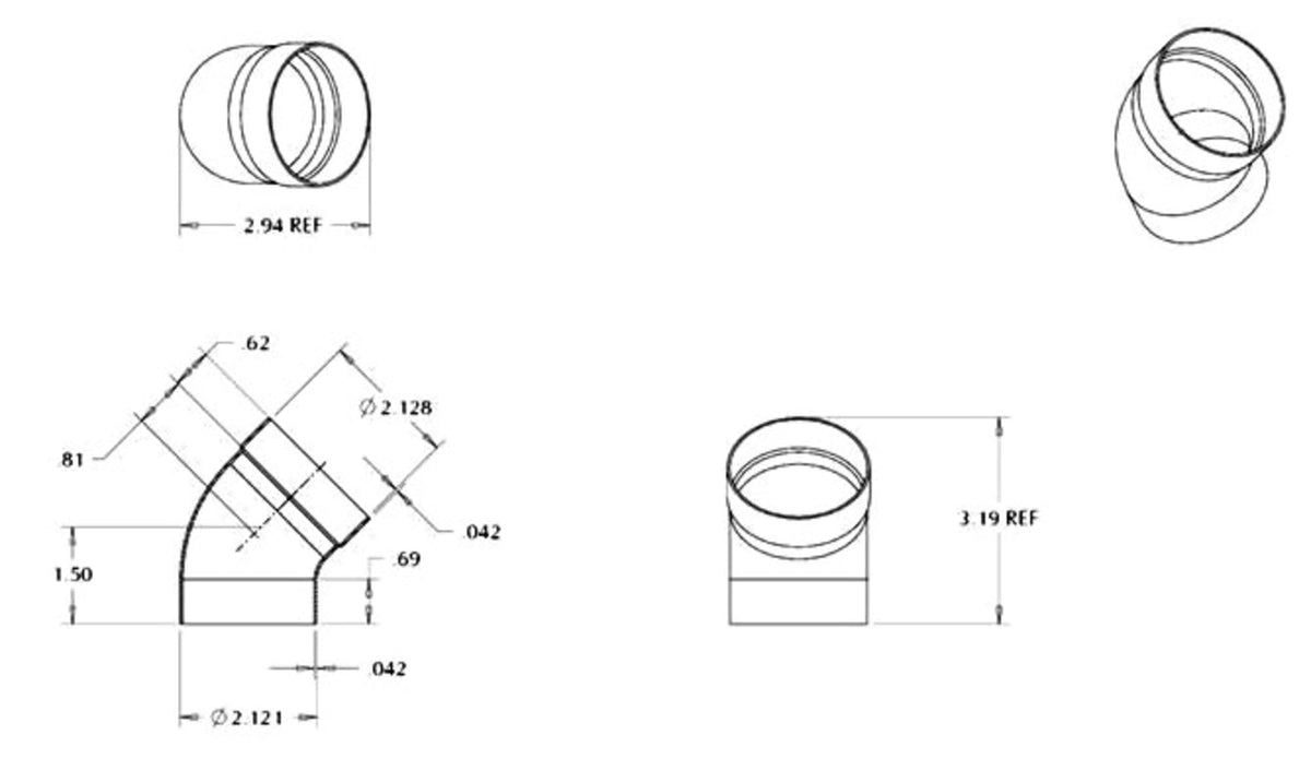 Mueller Streamline 2" Copper Fittings - DWV - 45 Degree Street Elbow Ftg x C