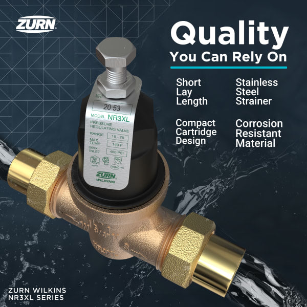 1/2 in. NR3XL Pressure Reducing Valve, Single Union FNPT Connection