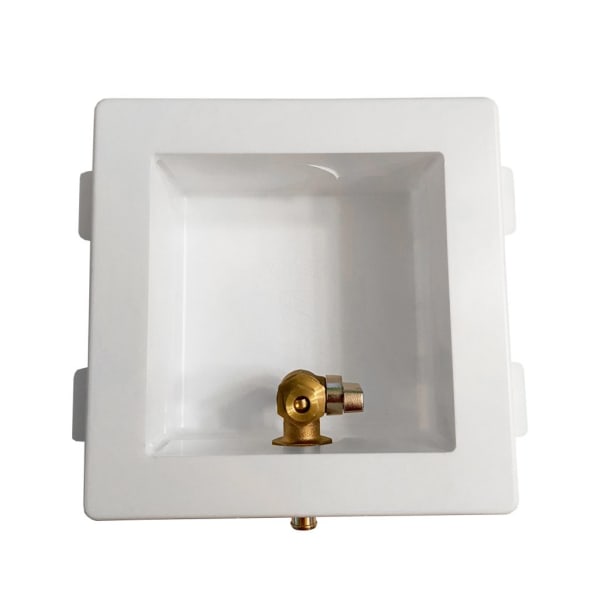 Plastic Ice Maker Box - White, 1/2" COPPER SWEAT x 1/4" Compression