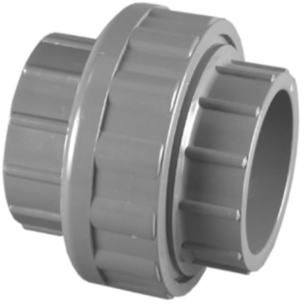 1/2" PVC SCH80 Union with Viton O-Ring - Socket x Socket