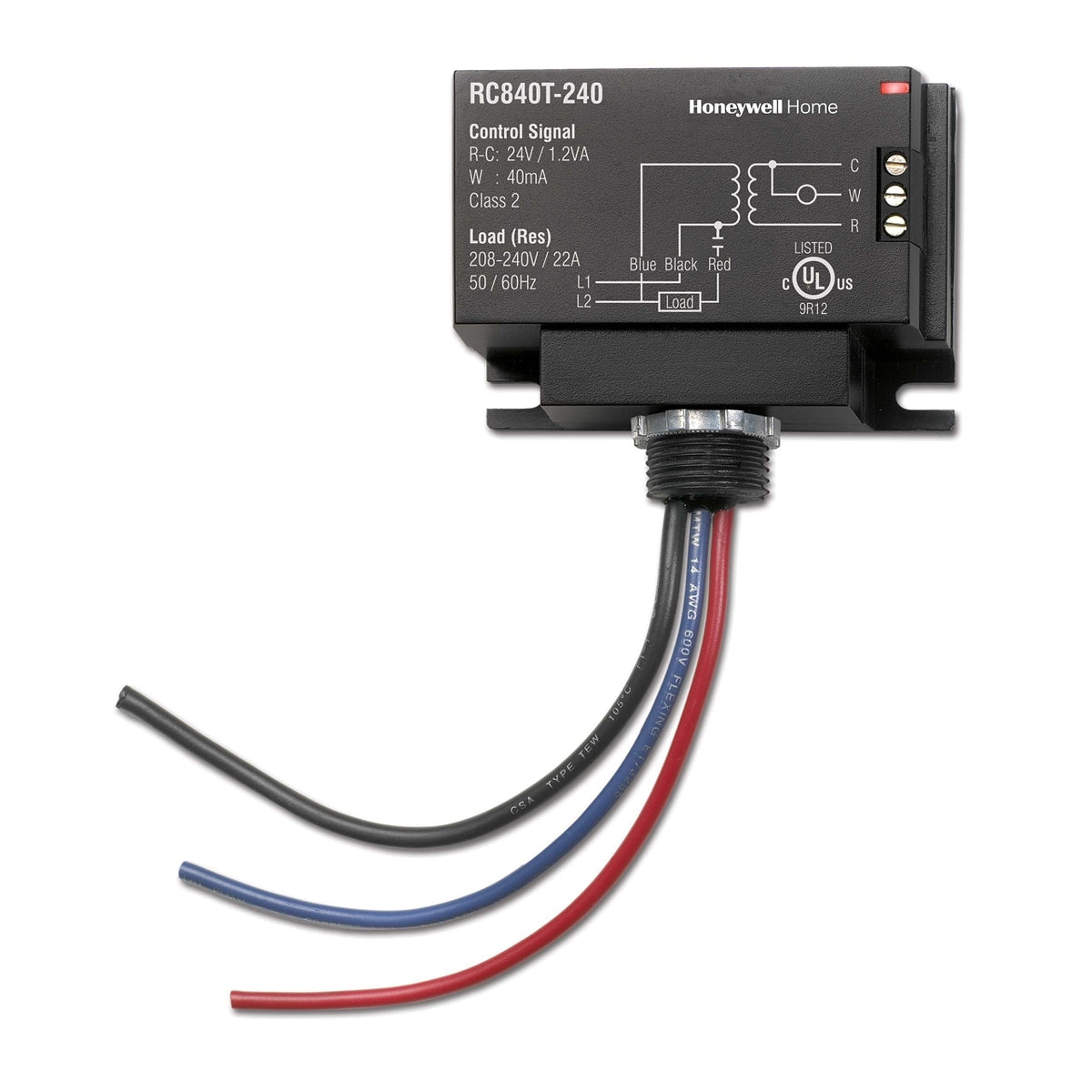 Honeywell Home RC840T-347/U Electromechanical Electric Heat Relay with Built-In Transformer, 347/24 V