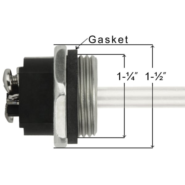 0.316" x 19.27", 1" NPSM, 208 to 240 V, 4500/6000 W, Threaded Mount, Stainless Steel, Resistored/Screw-In, Water Heater Heating Element