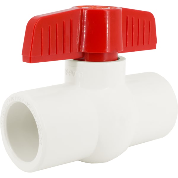 1/2" - Solvent x Solvent; Tee Handle, PVC Compact-Pattern Ball Valve
