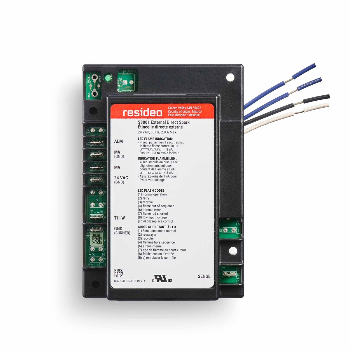 Resideo S8801A1110/B Direct Spark Ignition Module, 2-Rod, 4 sec Trial