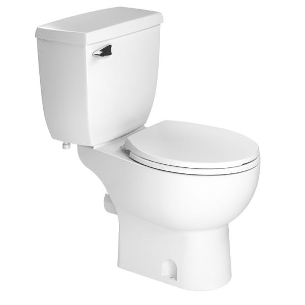Toilet - White - Rear Discharge Round Toilet Bowl - adaptable to Saniflo Tank + Macerating/Grinder pumps - includes soft close seat