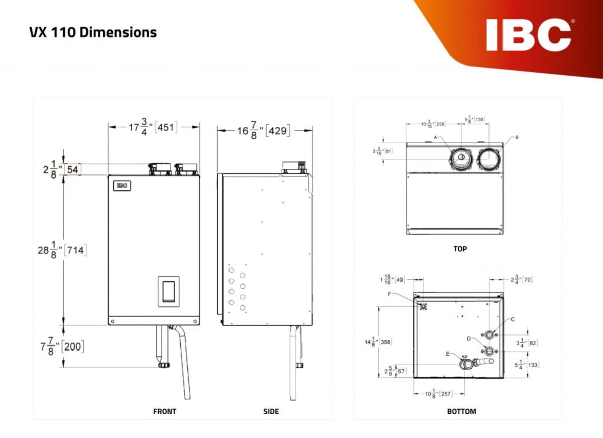 IBC VX Series - 110,000 BTU Input - Fire Tube Boiler, 95% efficient, No Pump Included - Elevation Range 0-10,000'