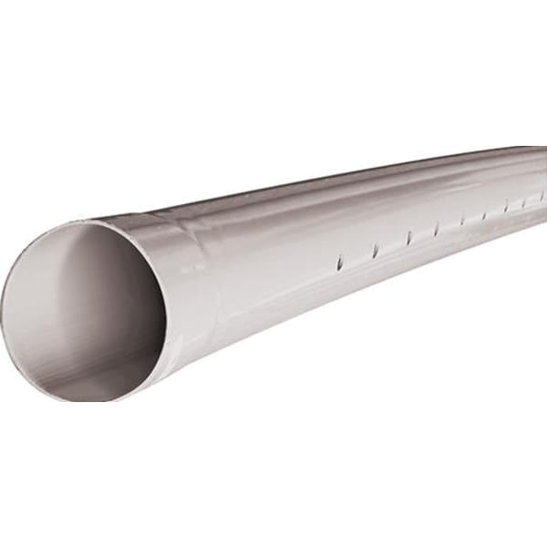 6" x 10' PVC Sewer and Drain Pipe ASTM D-2729 Perforated Solvent Weld White