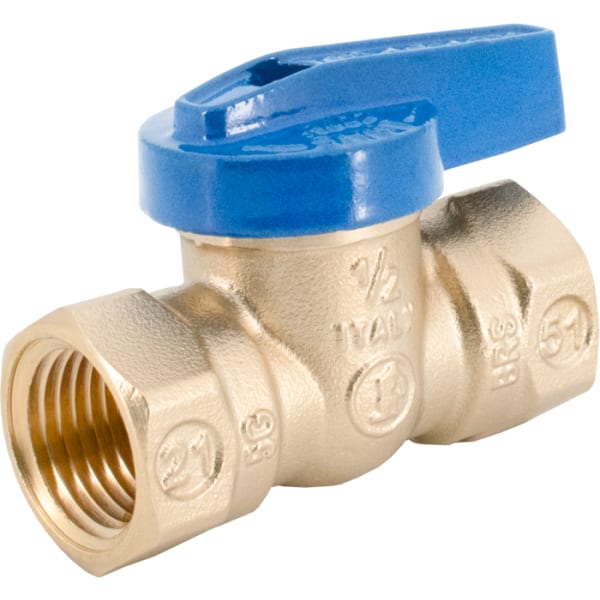 1/2" - FIP x FIP, Blue Top Forged Brass One-Piece FNPT x FNPT Gas Ball Valve