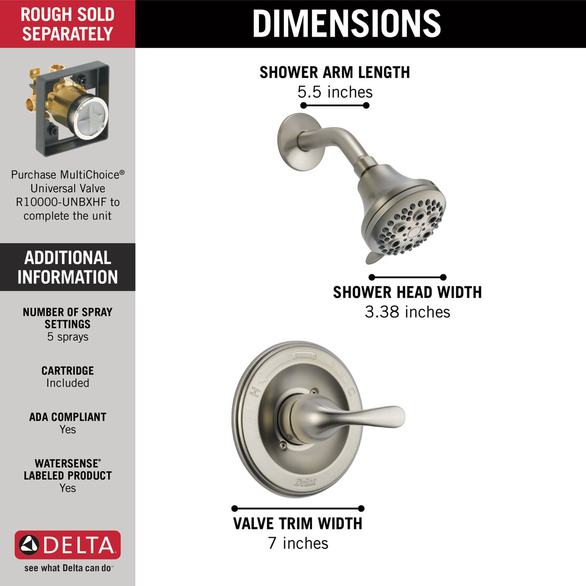Delta Classic Monitor® 13 Series Shower Trim Stainless
