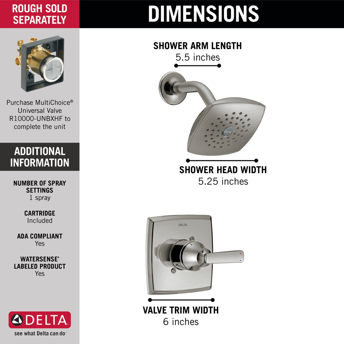 Delta Ashlyn® Monitor® 14 Series Shower Trim Stainless