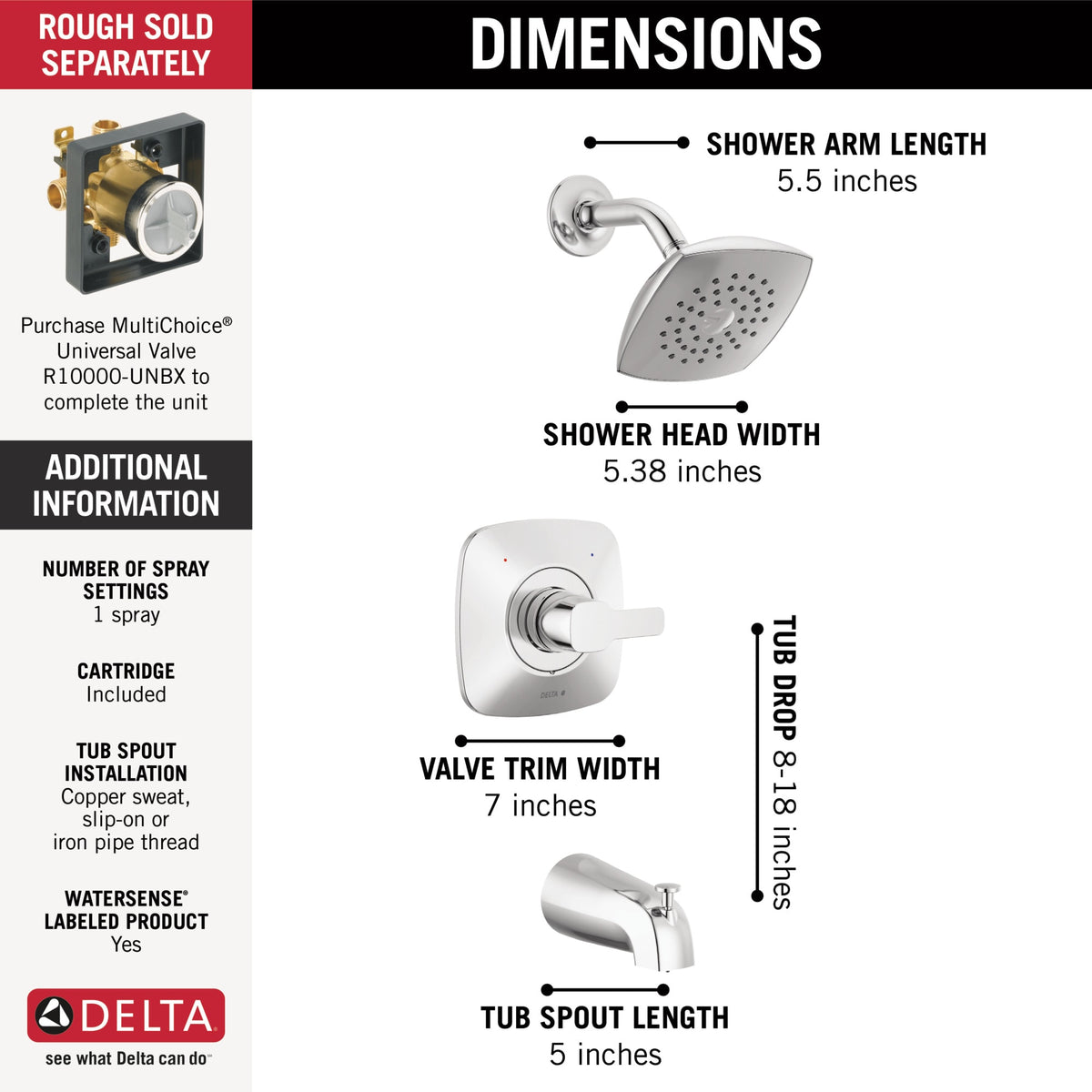 Delta Modern Monitor 14 Series Tub & Shower Trim Chrome