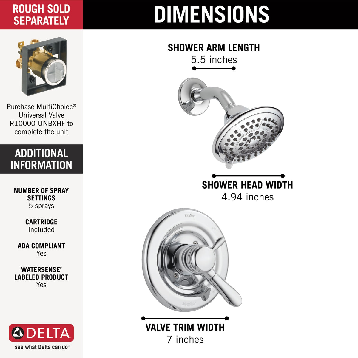 Delta Lahara® Monitor® 17 Series Shower Trim Chrome
