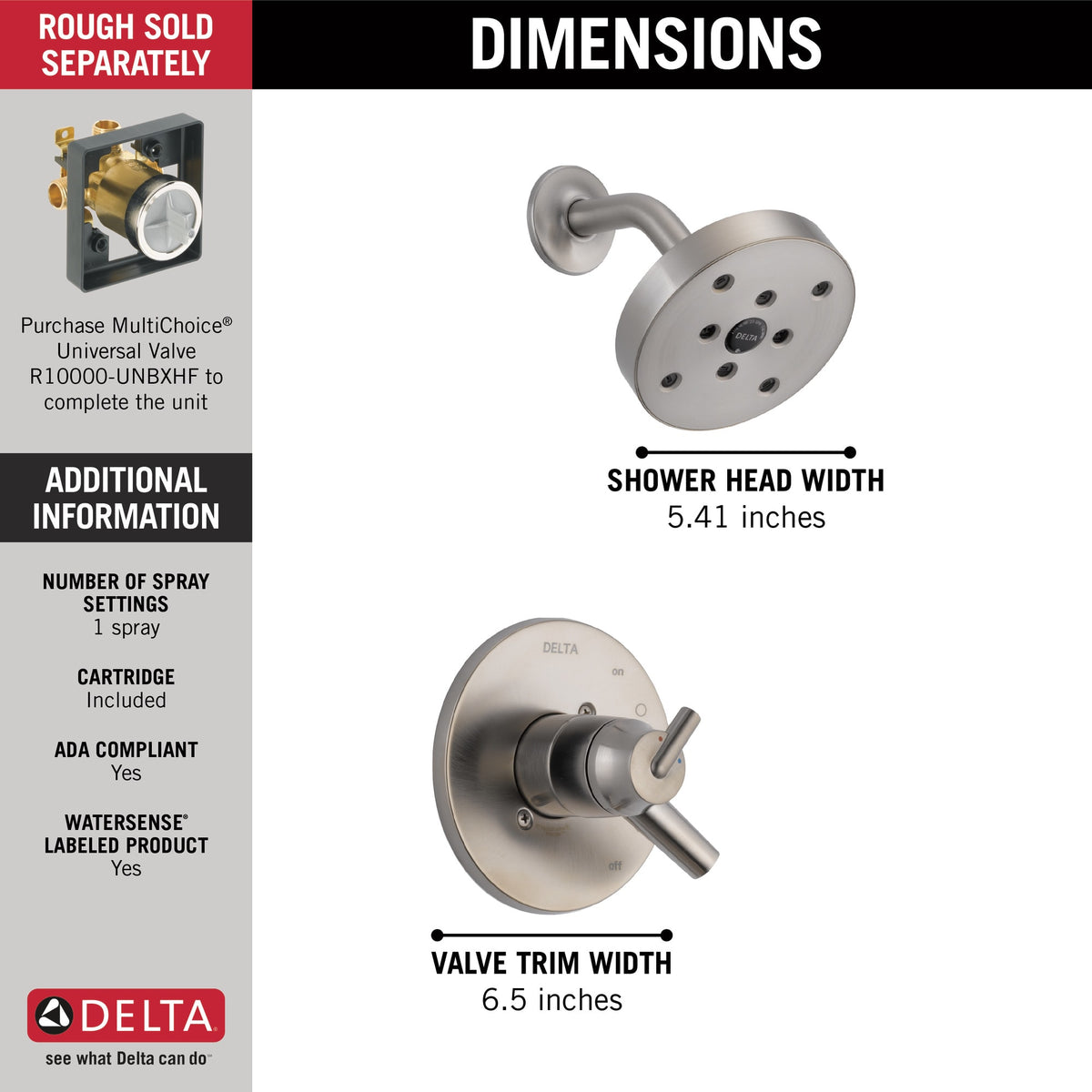 Delta T17259-SS Trinsic® Monitor® 17 Series H2OKinetic® Shower Trim Stainless