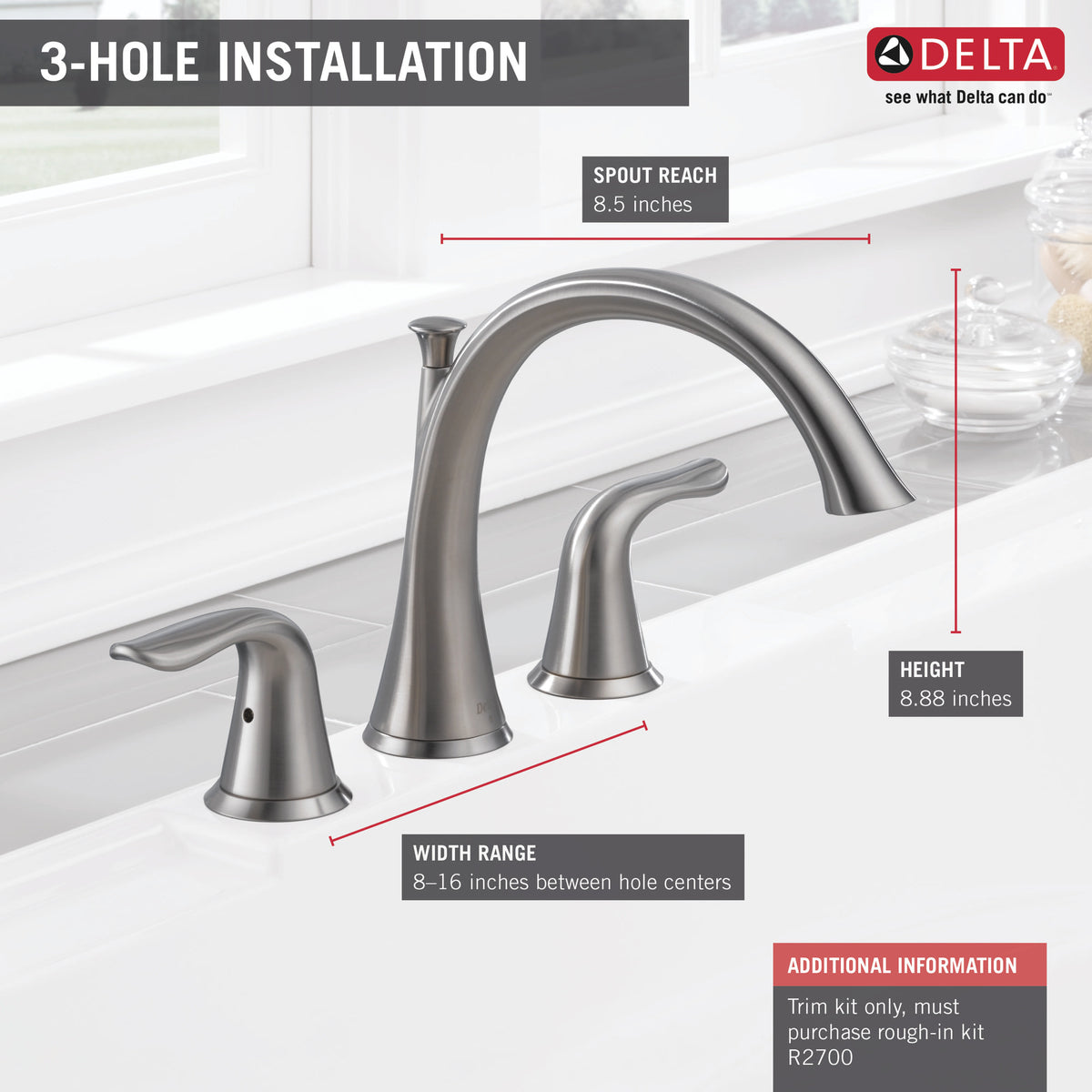 Delta T2738-SS Lahara® Roman Tub Trim Stainless