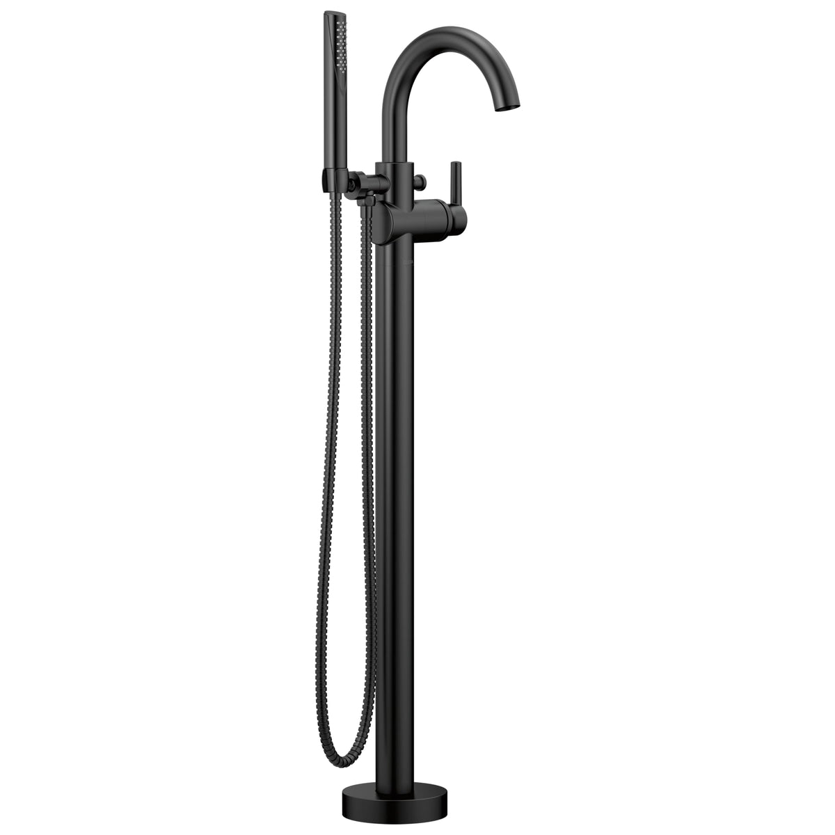 Delta T4759-BLFL Trinsic® Single Handle Floor Mount Tub Filler Trim with Handshower Matte Black