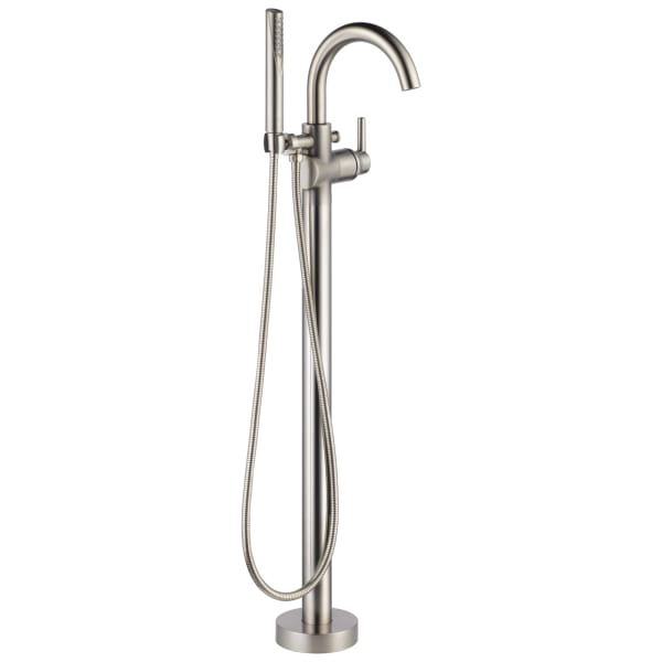 Delta Trinsic® Single Handle Floor Mount Tub Filler Trim with Handshower Stainless