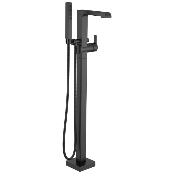 Delta Ara® Single Handle Floor Mount Tub Filler Trim with Handshower Matte Black