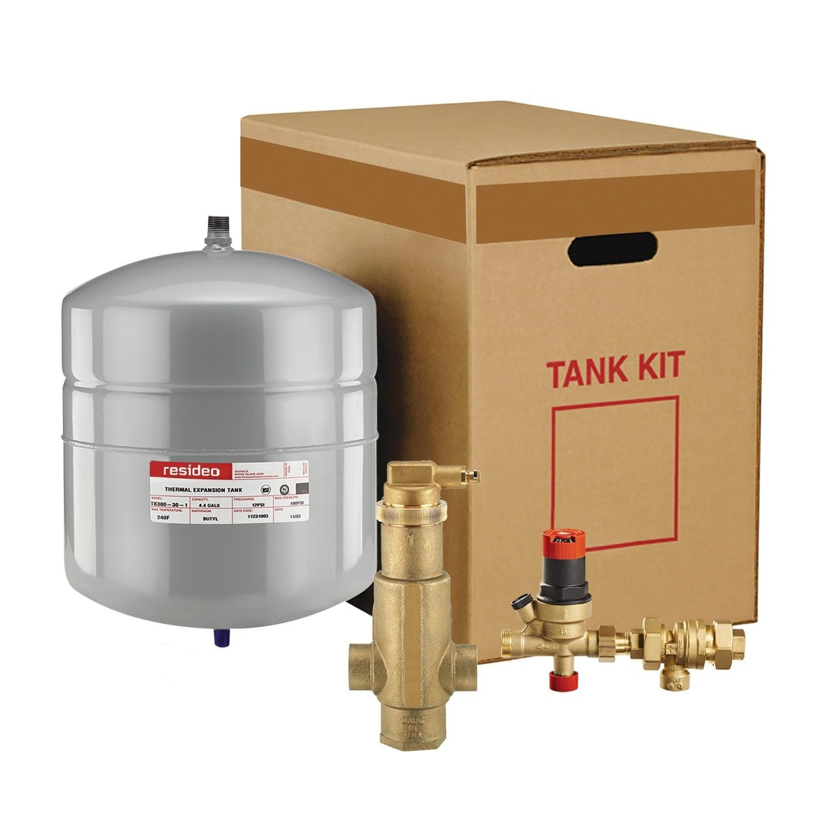 Resideo TK60PV125FMNC/U Boiler Trim Kit, TK300-60 Tank, PV125 1-1/4 in NPT Supervent, FM911 Fill Valve