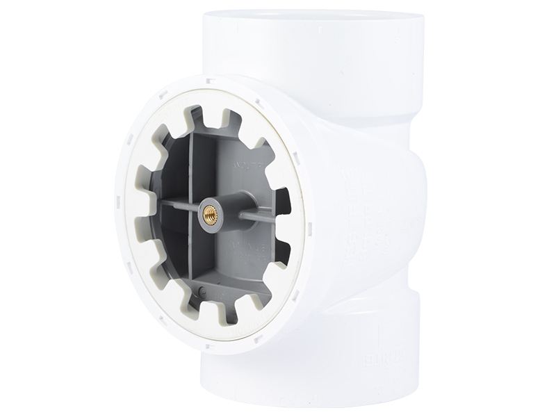 HoldRite® TRPVC4A-B TestRite® 4" PVC DWV Test / Cleanout Tee with Plug, Brass Thread for Cover Screw