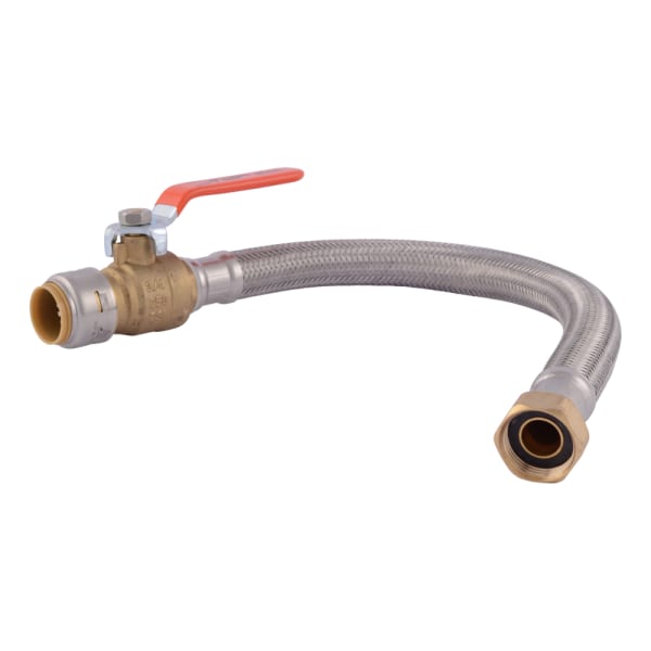 3/4" x 3/4" x 18" SharkBite Max Stainless Steel Braided Water Heater Connector with Ball Valve - (PTC x FIP)